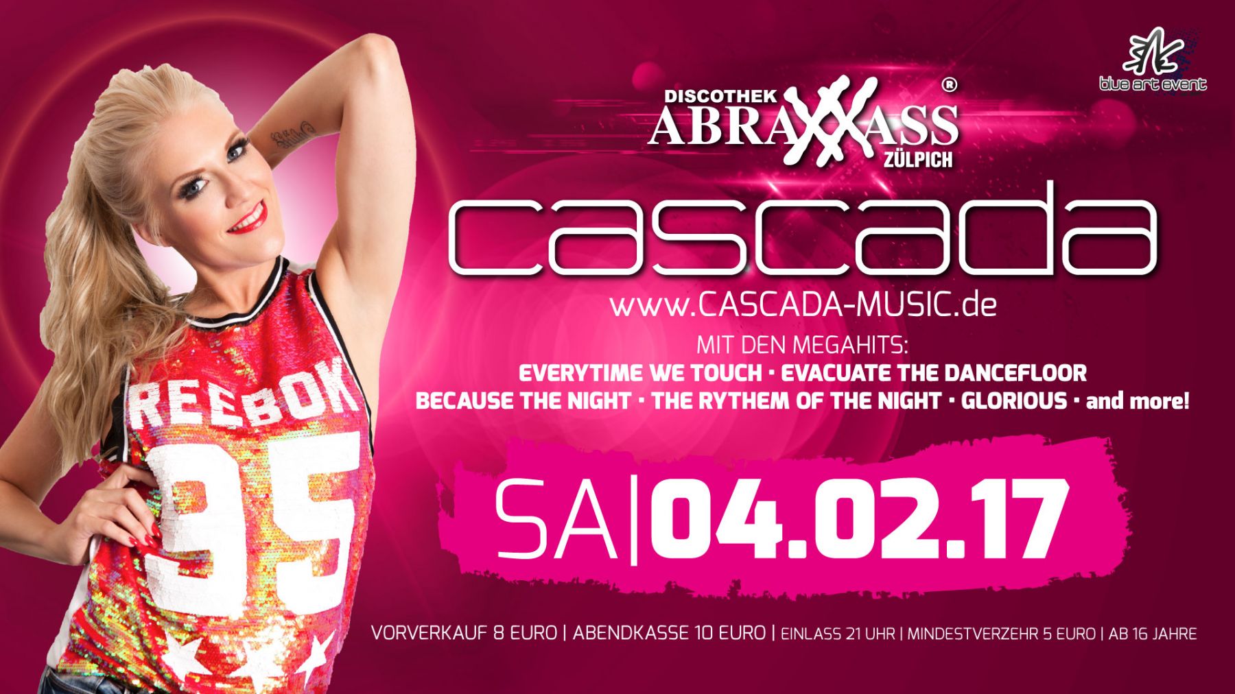 Tickets Fur Cascada Live Im Abraxxass Zulpich Am 04 02 2017